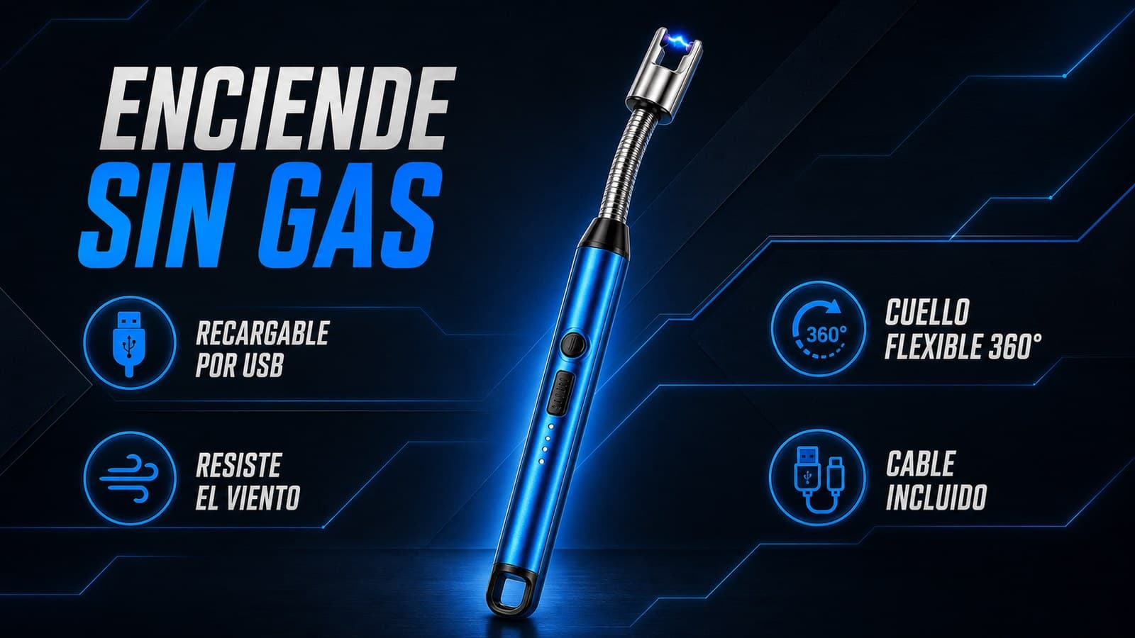 Infografía del encendedor eléctrico recargable con cuatro funciones confirmadas